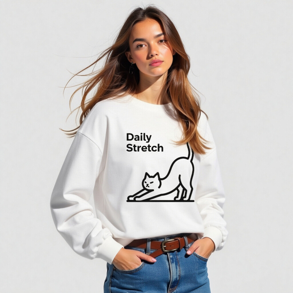 Daily Stretch Cat Long Sleeve Tee - Unisex, Soft Comfort Fit - Image 4