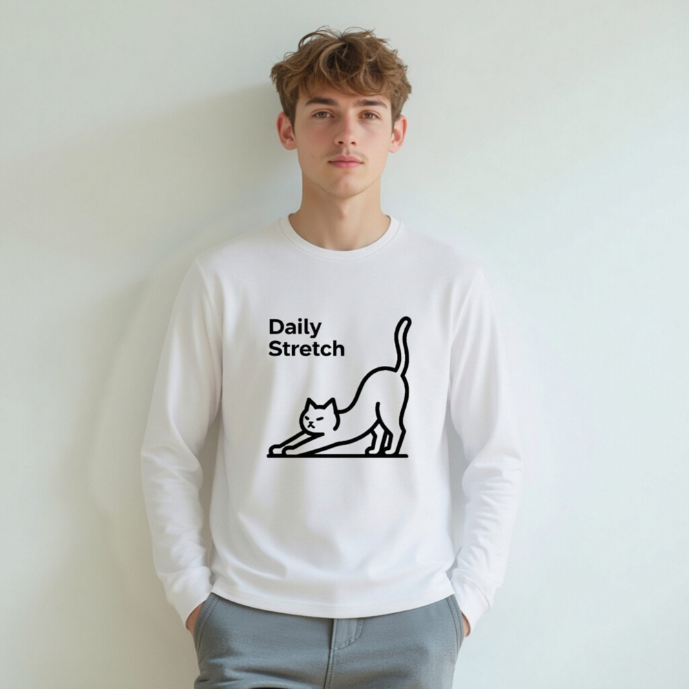Daily Stretch Cat Long Sleeve Tee - Unisex, Soft Comfort Fit - Image 5