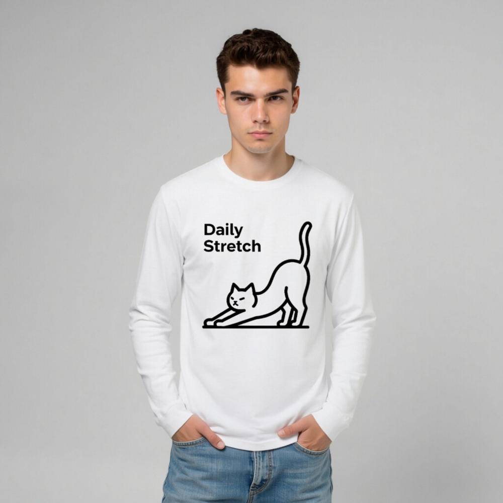 Daily Stretch Cat Long Sleeve Tee - Unisex, Soft Comfort Fit - Image 8