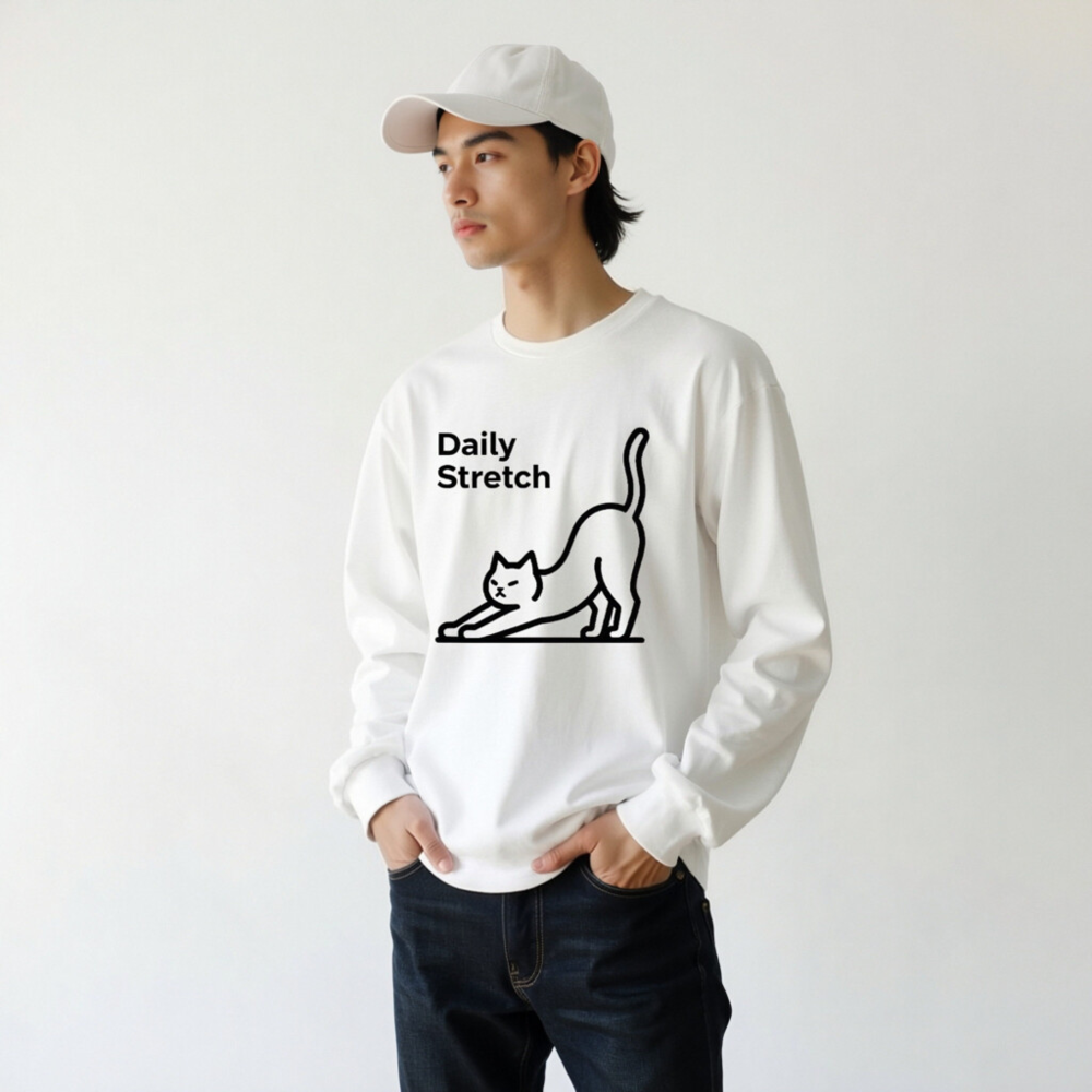 Daily Stretch Cat Long Sleeve Tee - Unisex, Soft Comfort Fit - Image 9