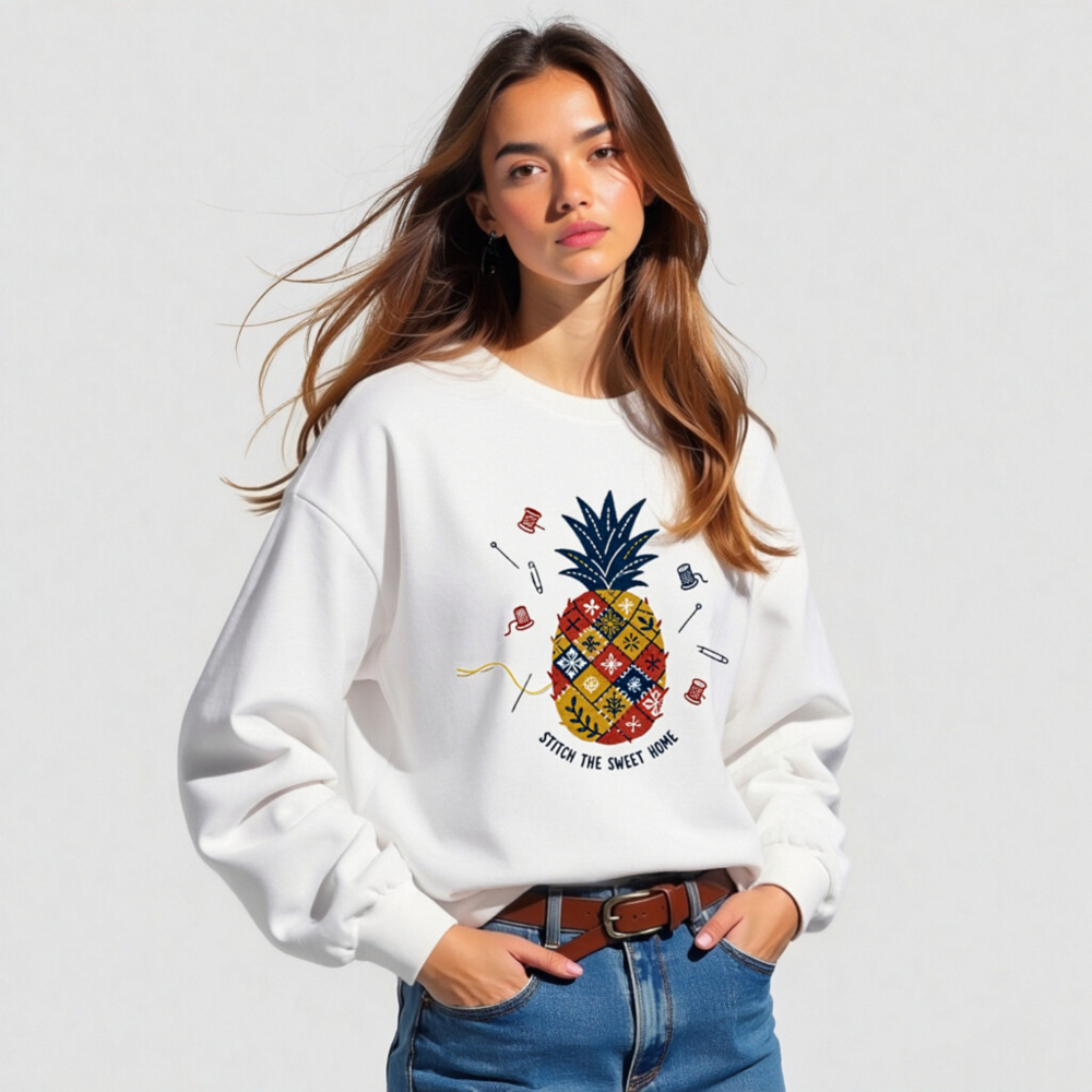 Stitch the Sweet Home Pineapple Patchwork Long Sleeve Tee - Unisex - Image 4