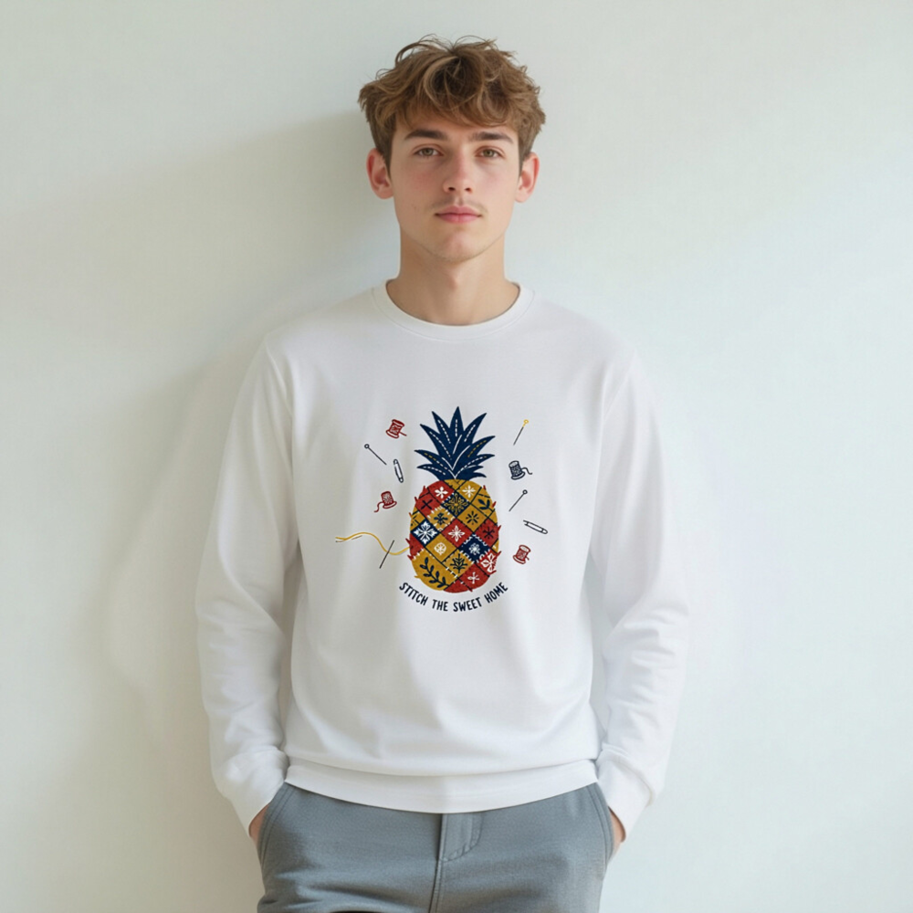 Stitch the Sweet Home Pineapple Patchwork Long Sleeve Tee - Unisex - Image 5