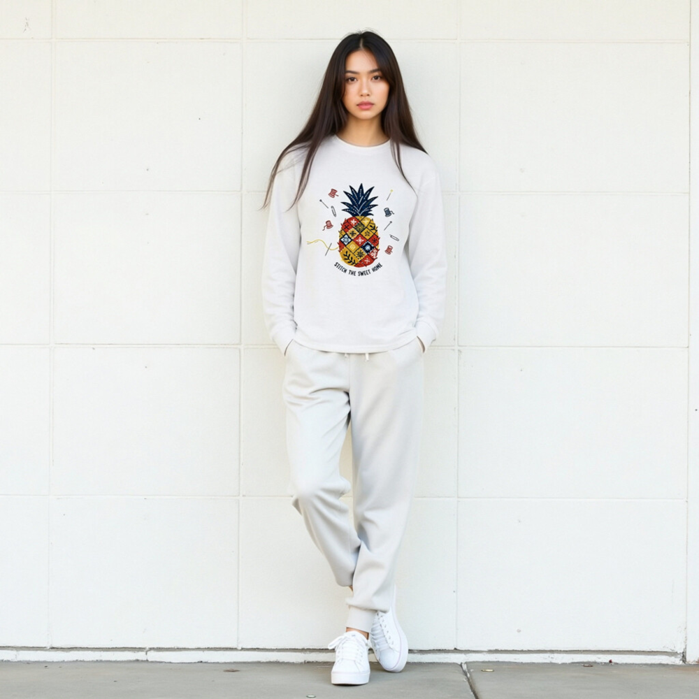 Stitch the Sweet Home Pineapple Patchwork Long Sleeve Tee - Unisex - Image 7
