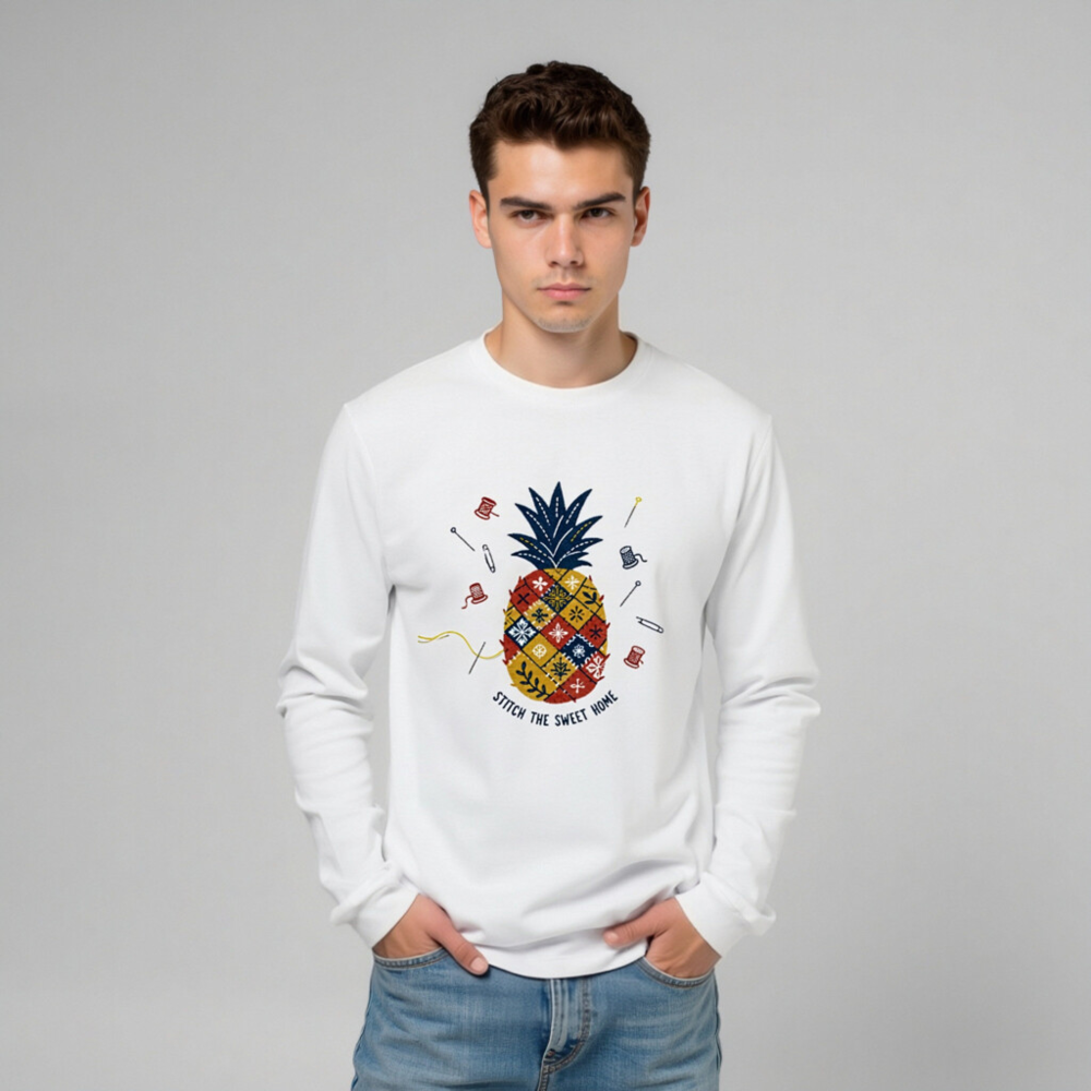 Stitch the Sweet Home Pineapple Patchwork Long Sleeve Tee - Unisex - Image 8