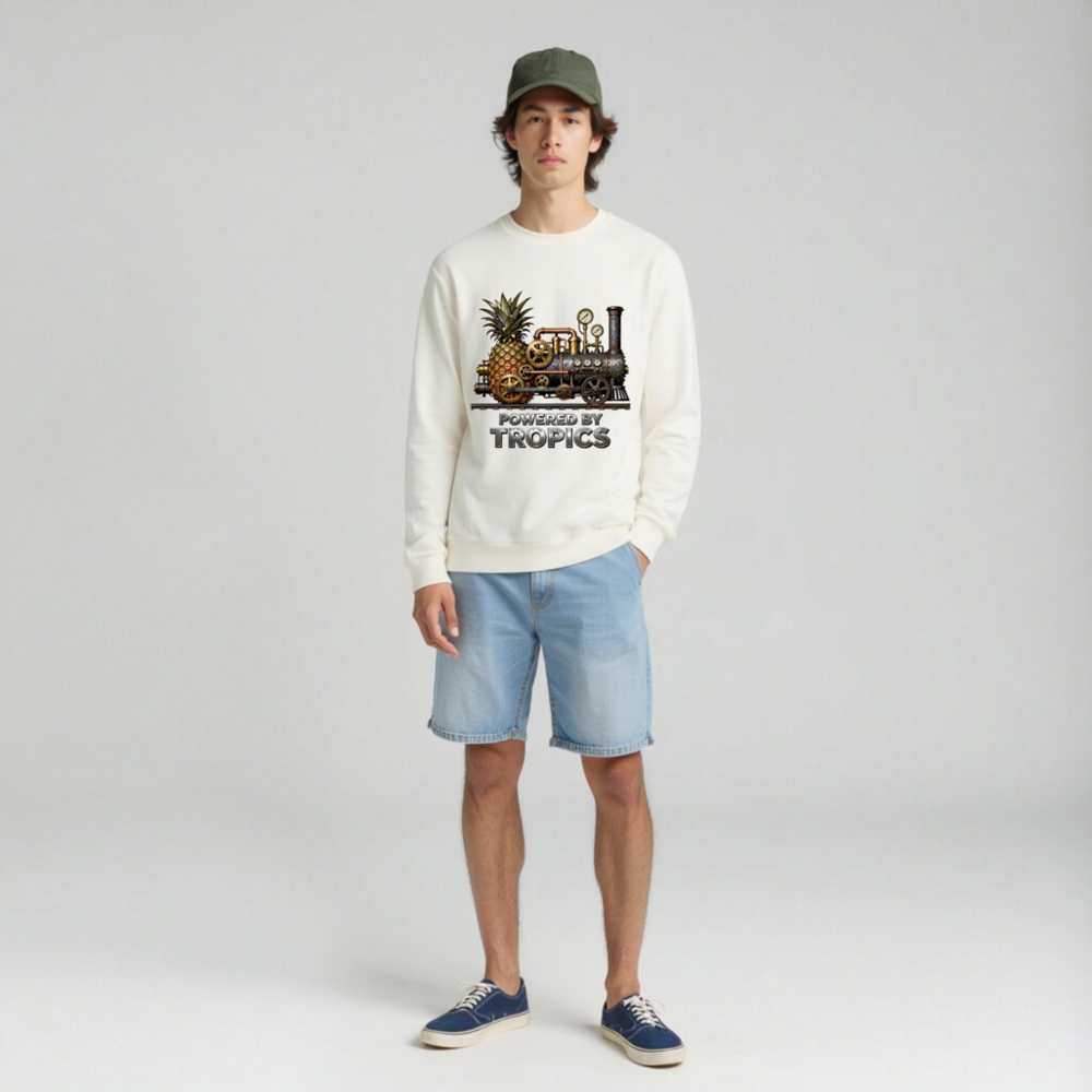 Steampunk Pineapple Train T-Shirt - Powered by Tropics Unisex Long Sleeve - Image 3