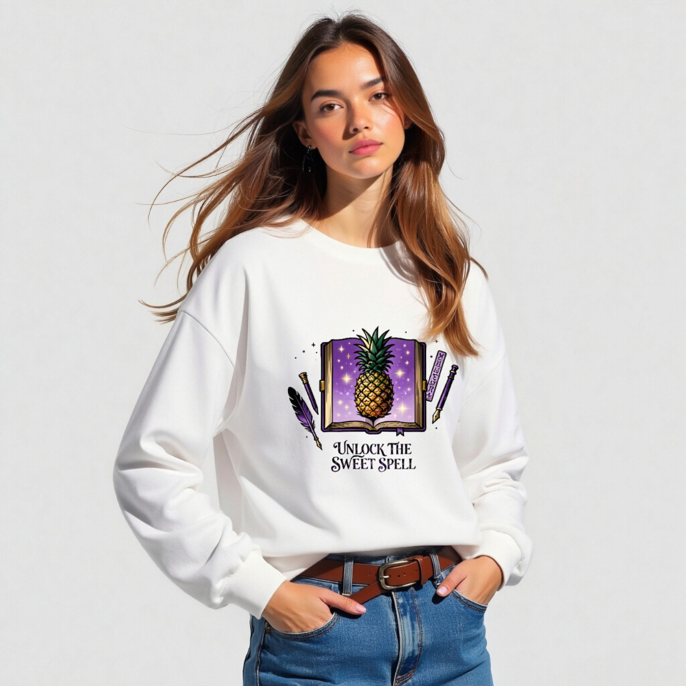 Unisex Pineapple Spell Book Long Sleeve Tee | Unlock the Sweet Spell - Image 4