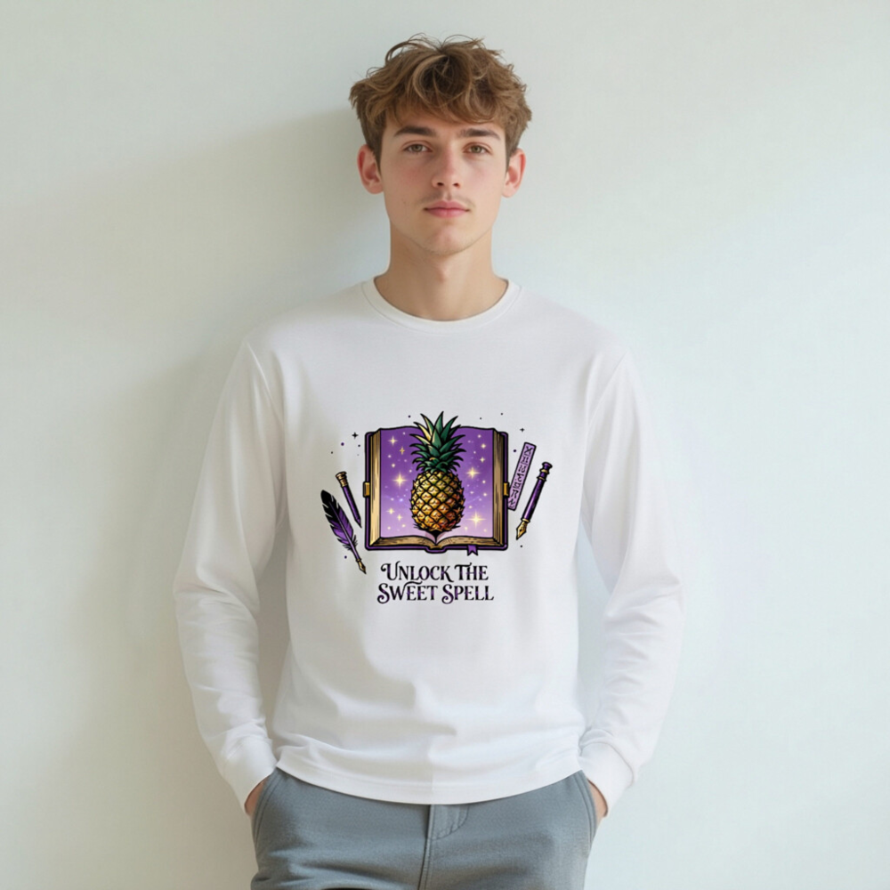 Unisex Pineapple Spell Book Long Sleeve Tee | Unlock the Sweet Spell - Image 5