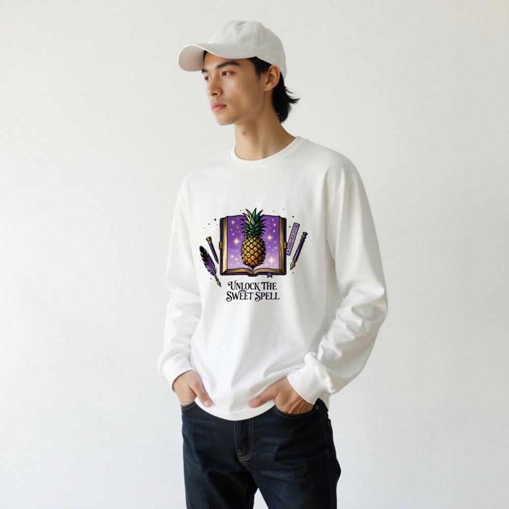 Unisex Pineapple Spell Book Long Sleeve Tee | Unlock the Sweet Spell - Image 9
