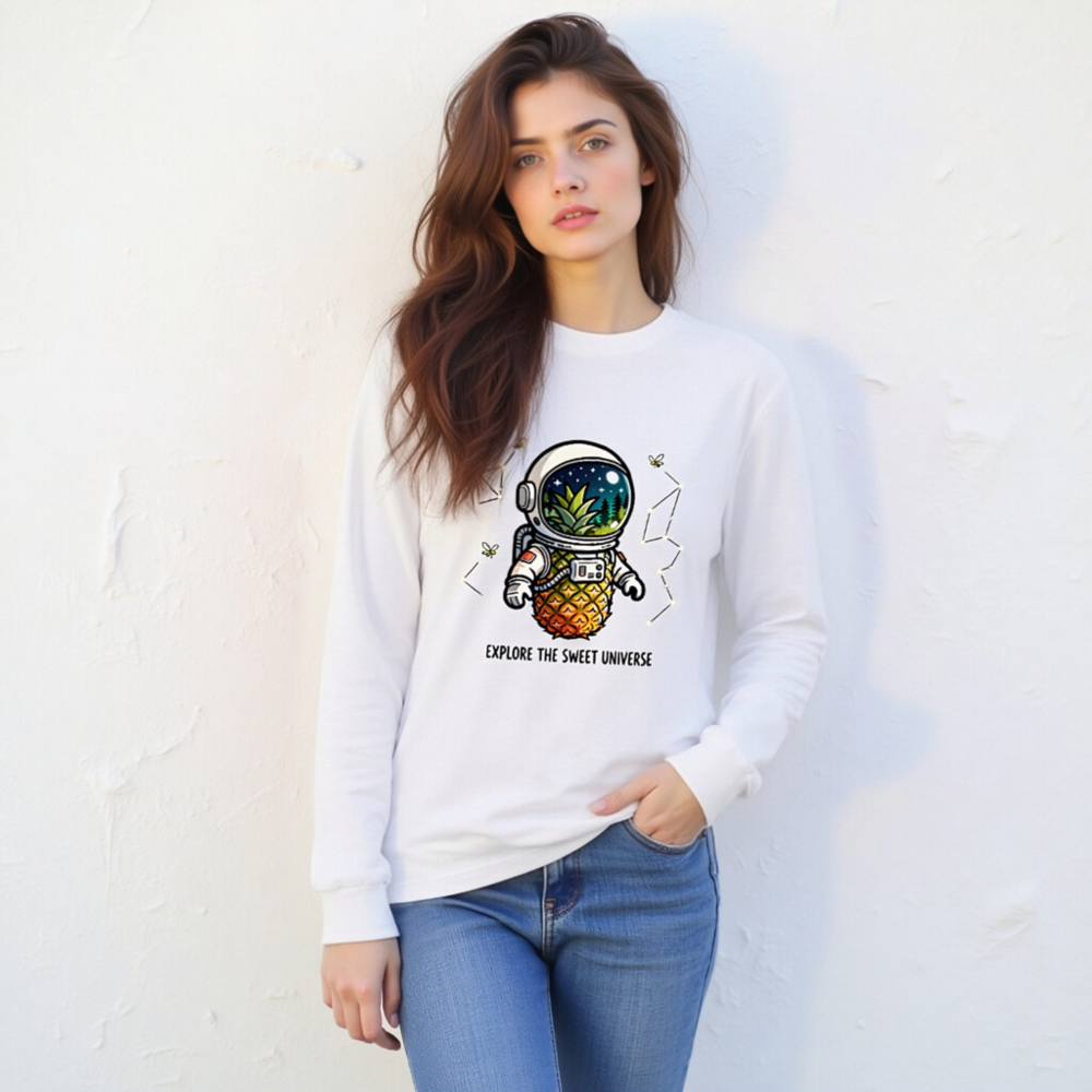Pineapple Astronaut Long Sleeve Tee - Explore the Sweet Universe Unisex Shirt - Image 6