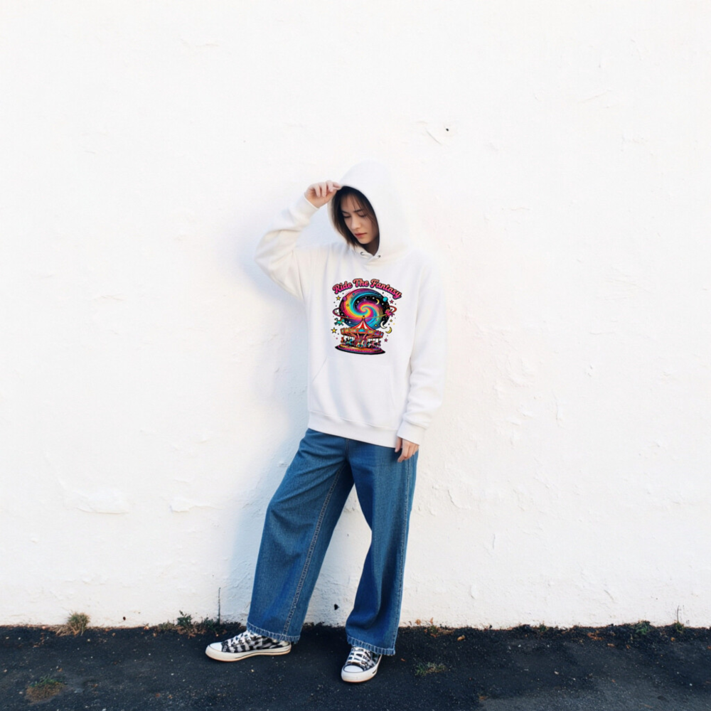 Unisex Eco Hoodie - Ride The Fantasy Carousel Design - Image 2