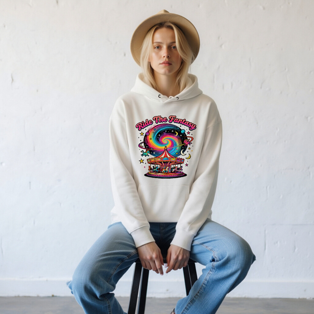 Unisex Eco Hoodie - Ride The Fantasy Carousel Design - Image 7