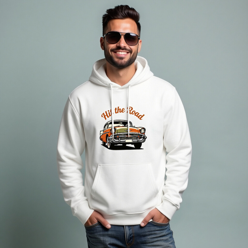 Hit the Road Classic Car Hoodie | Unisex Eco-Friendly Sweatshirt - Image 5