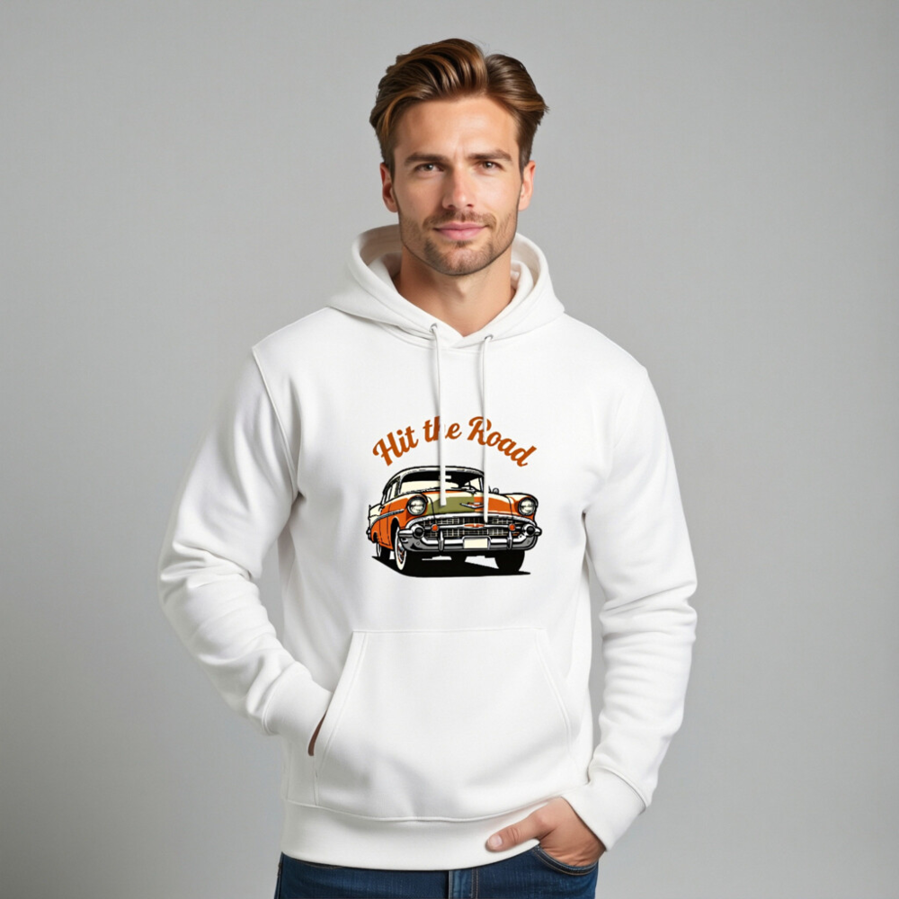 Hit the Road Classic Car Hoodie | Unisex Eco-Friendly Sweatshirt - Image 10