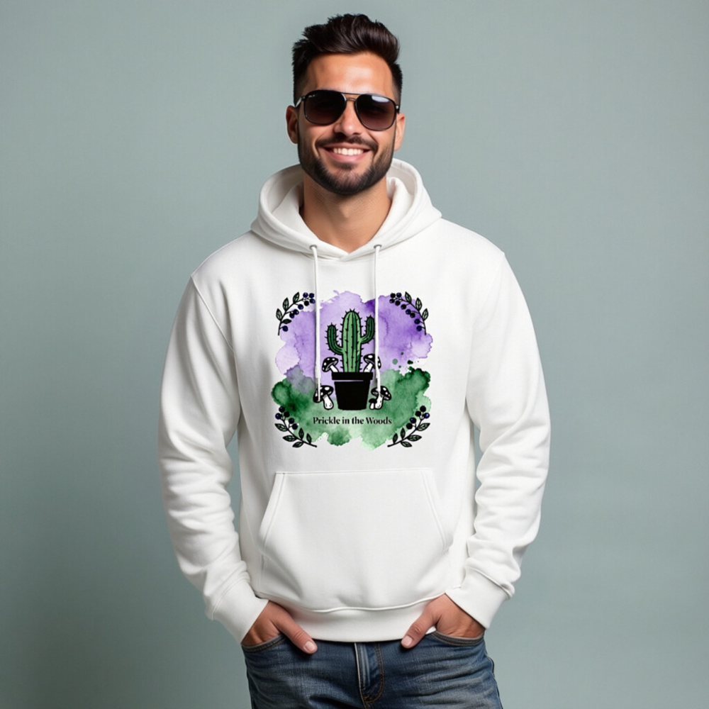 Unisex Eco Hoodie | Prickle in the Woods Cactus & Mushrooms Design - Image 5