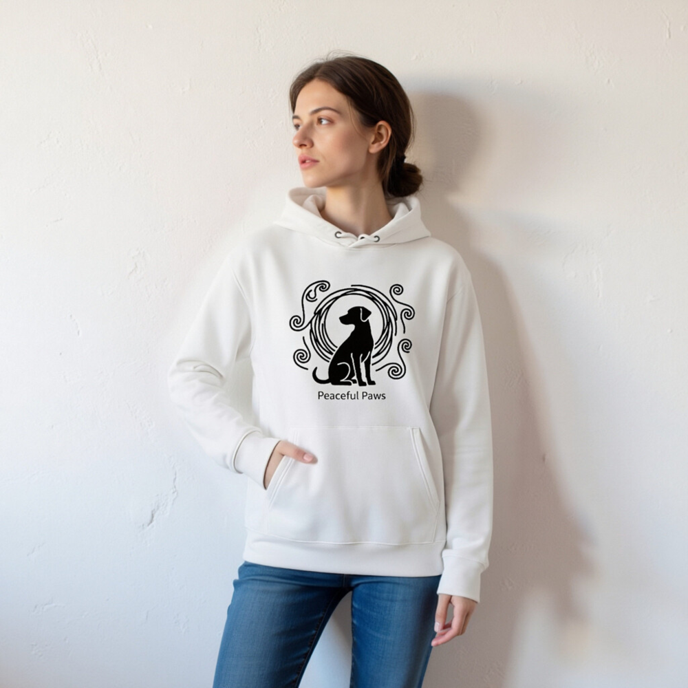 Unisex Eco Hoodie - Peaceful Paws Design, Soft & Sustainable - Image 4