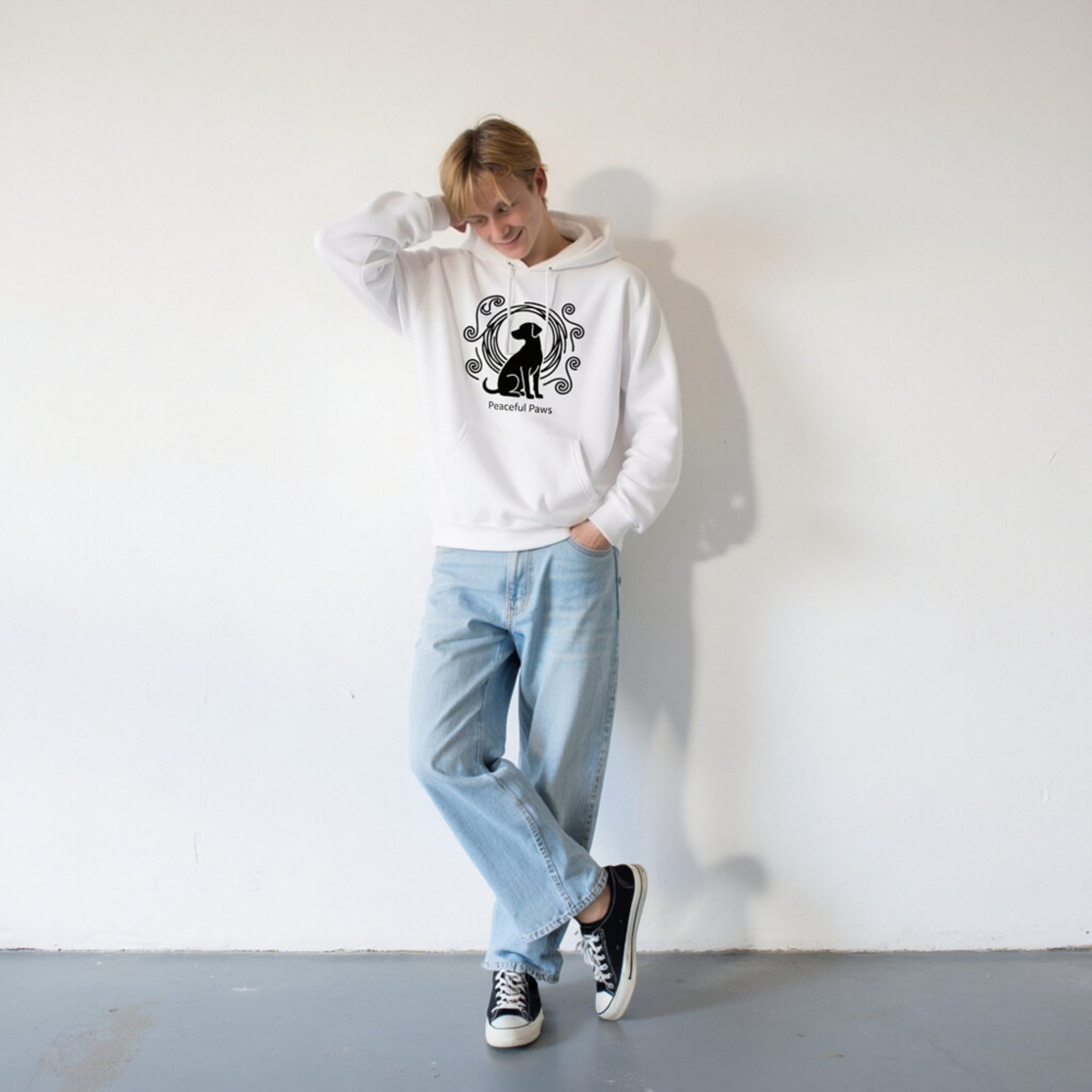 Unisex Eco Hoodie - Peaceful Paws Design, Soft & Sustainable - Image 6