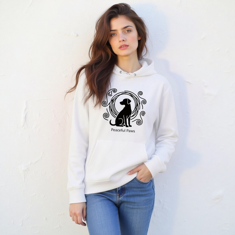 Unisex Eco Hoodie - Peaceful Paws Design, Soft & Sustainable - Image 8