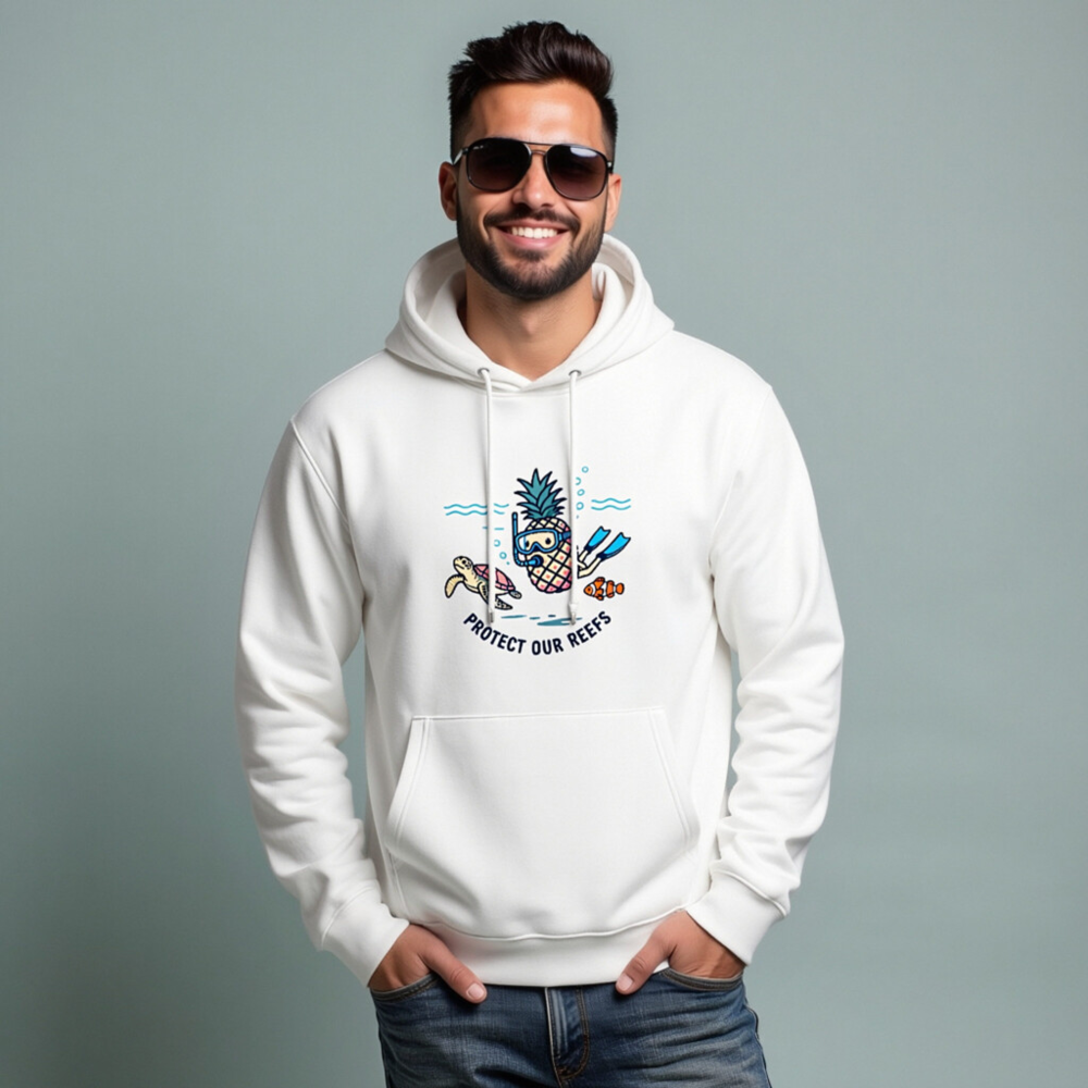 Eco Hoodie - Pineapple Diver, Turtle & Fish Reef Protection | Unisex Essential - Image 5