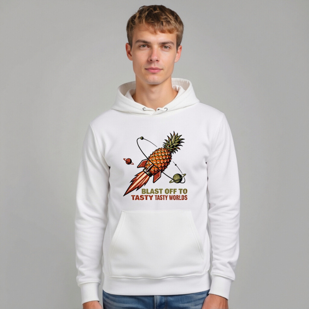 Unisex Eco Hoodie with Pineapple Rocket Design | Blast Off to Tasty Tasty Worlds - Image 9