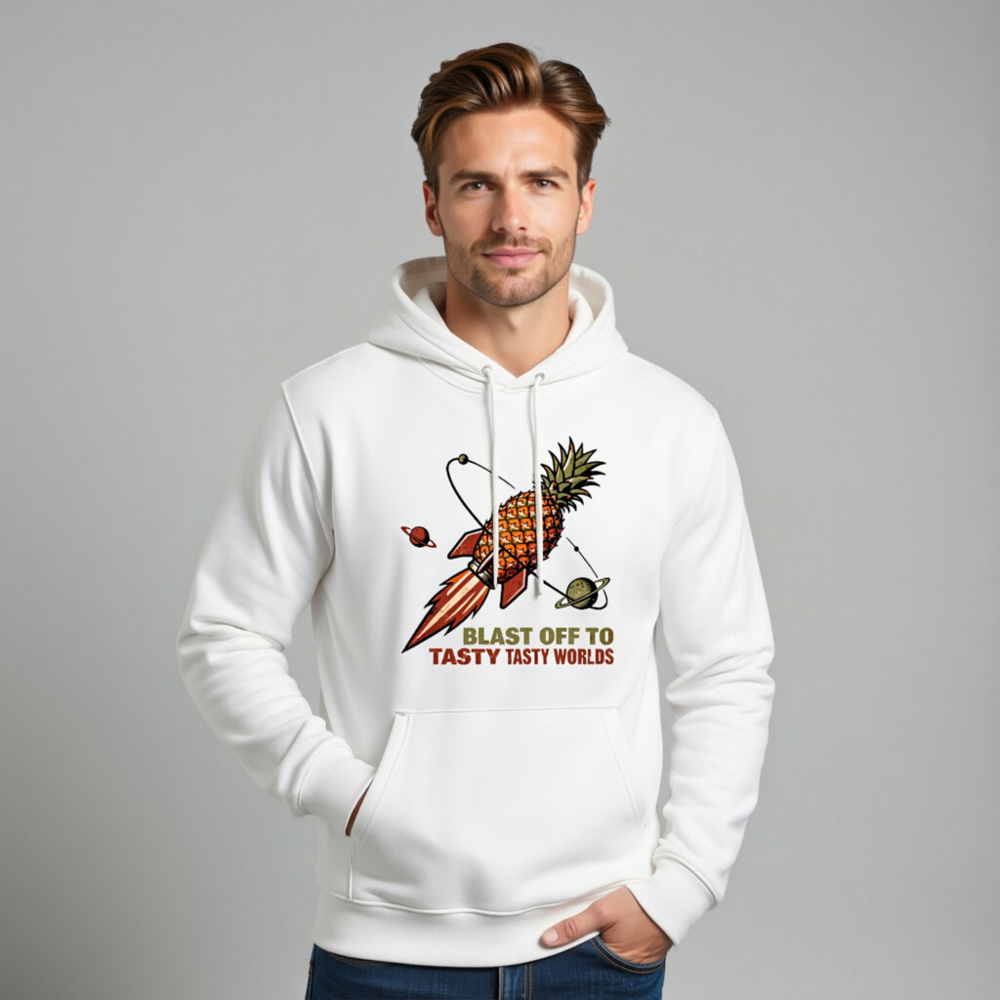 Unisex Eco Hoodie with Pineapple Rocket Design | Blast Off to Tasty Tasty Worlds - Image 10