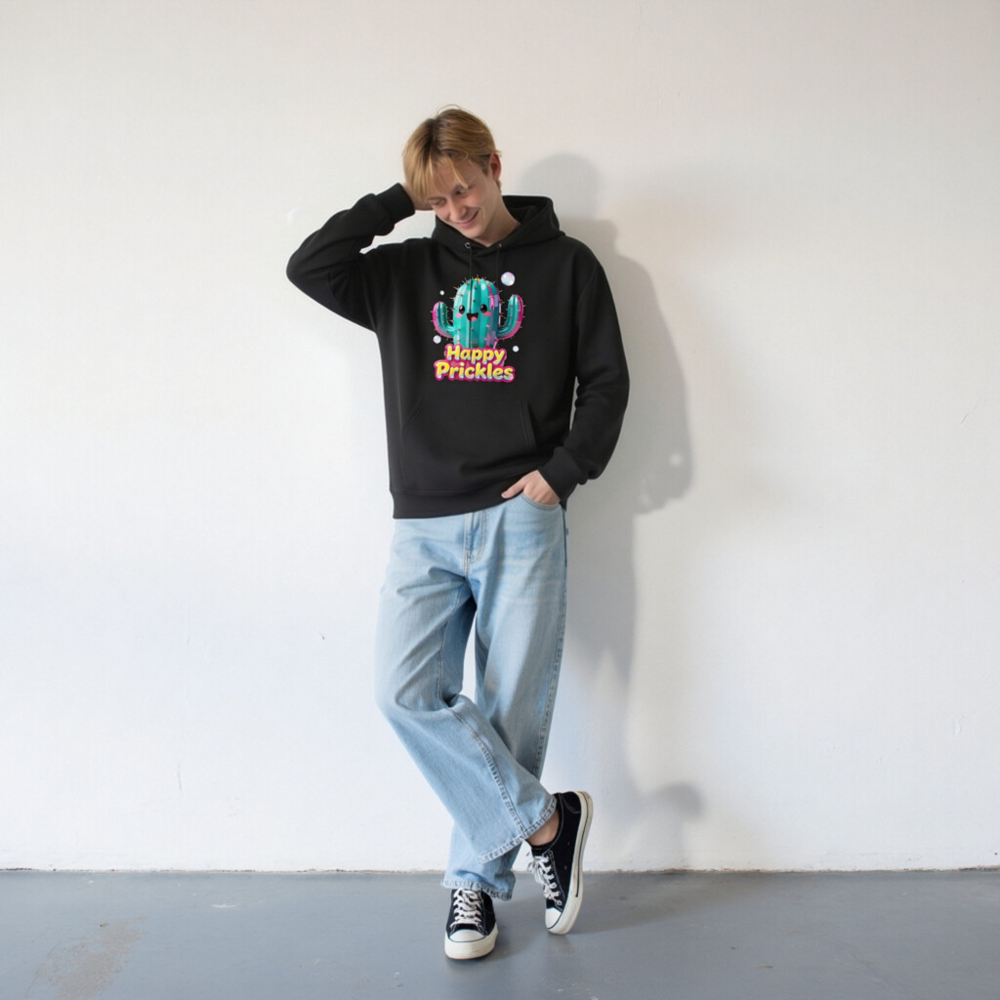 Happy Prickles Cactus Hoodie - Unisex Essential Eco Hoodie - Image 6