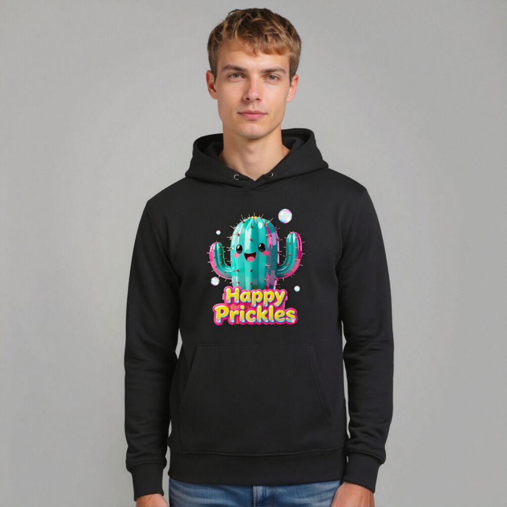 Happy Prickles Cactus Hoodie - Unisex Essential Eco Hoodie - Image 9