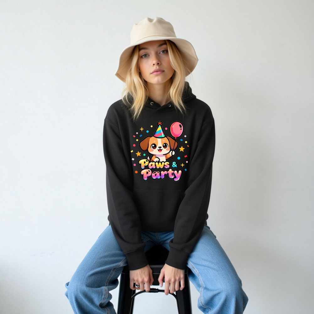 Unisex Eco Hoodie | Paws & Party Dog Birthday Design - Sustainable, Comfortable, Gender-Neutral - Image 4