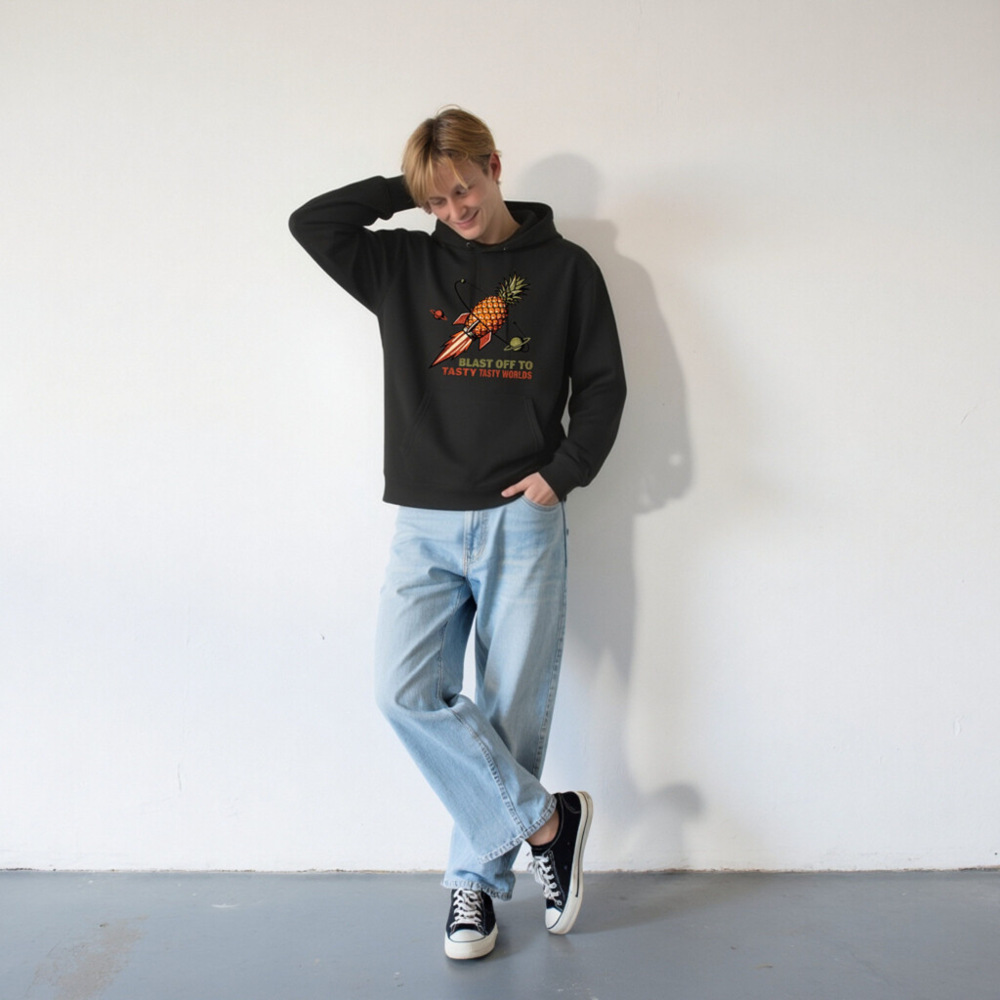 Pineapple Rocket Hoodie - Blast Off to Tasty Tasty Worlds Unisex Eco Sweatshirt - Image 5