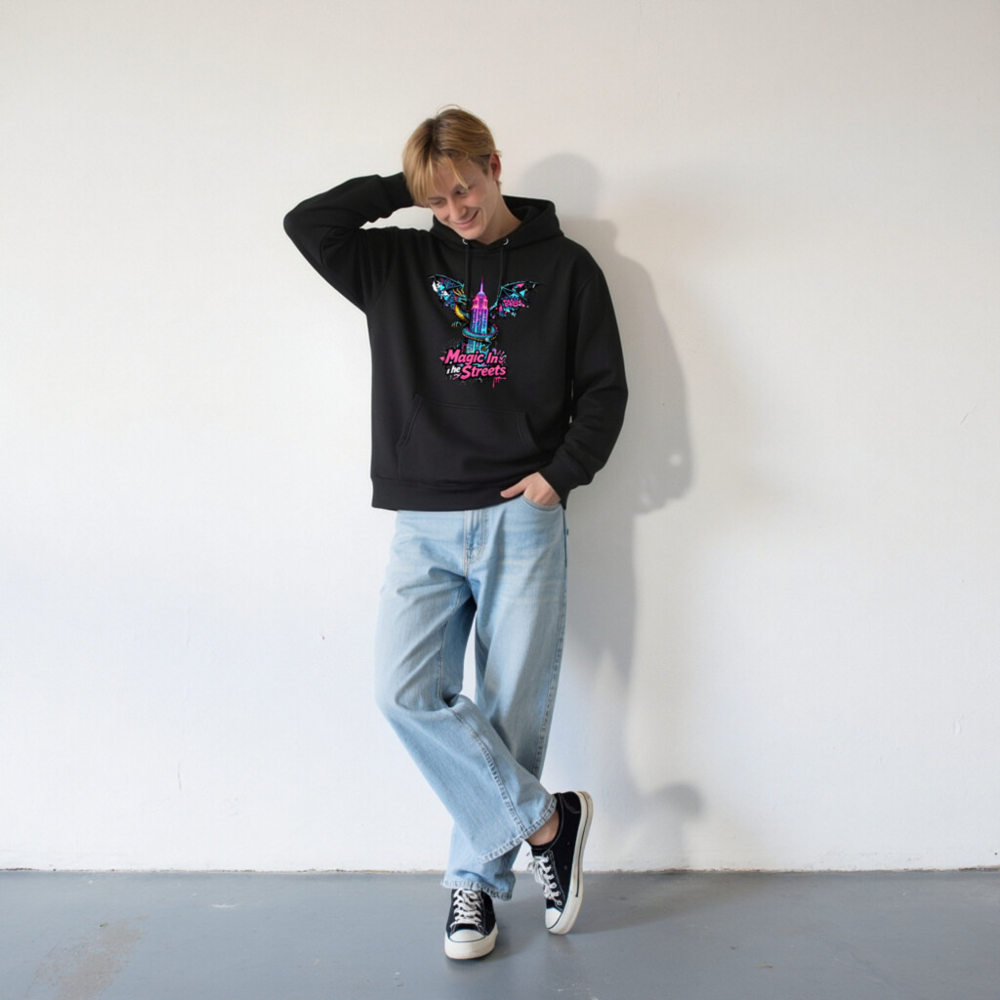 Magic In the Streets Unisex Premium Pullover Hoodie - Dragon & Empire State Building Graphic - Image 7