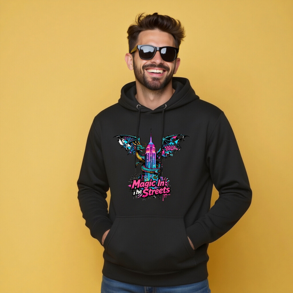 Magic In the Streets Unisex Premium Pullover Hoodie - Dragon & Empire State Building Graphic - Image 8