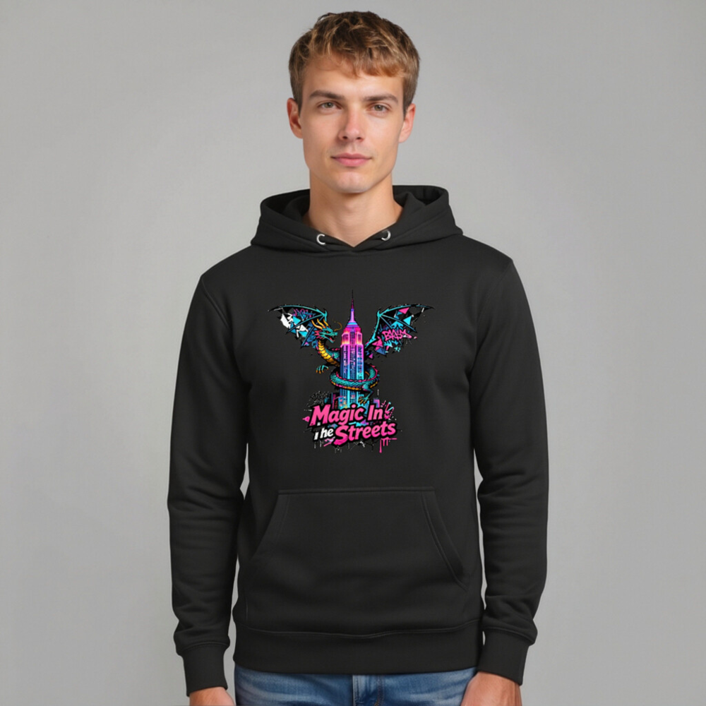 Magic In the Streets Unisex Premium Pullover Hoodie - Dragon & Empire State Building Graphic - Image 10