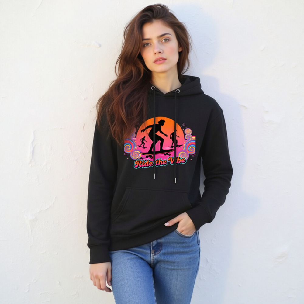 Unisex Premium Pullover Hoodie - Ride the Vibe Skateboard Graphic - Image 9