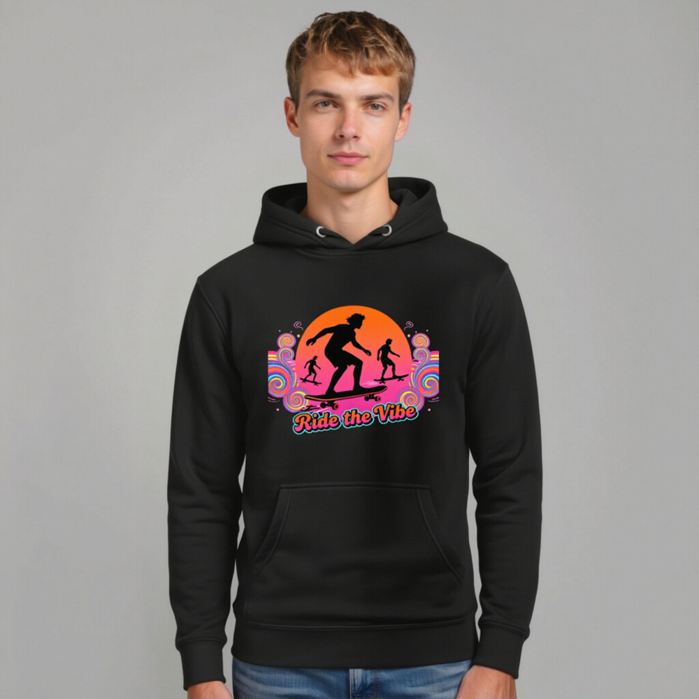 Unisex Premium Pullover Hoodie - Ride the Vibe Skateboard Graphic - Image 10