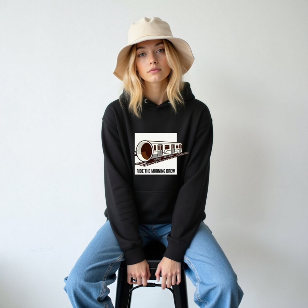 Ride the Morning Brew | Coffee Train Hoodie - Unisex Premium Pullover - Image 5
