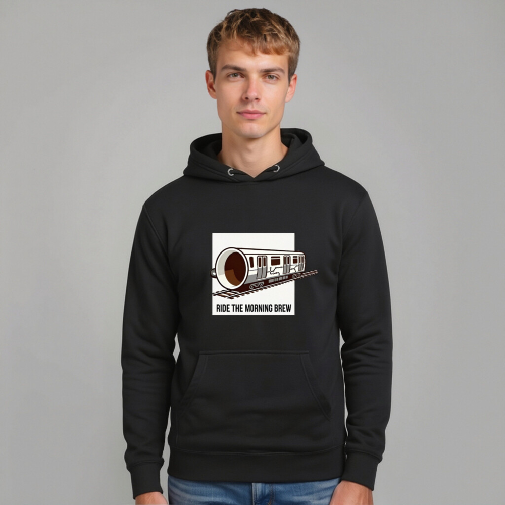 Ride the Morning Brew | Coffee Train Hoodie - Unisex Premium Pullover - Image 10