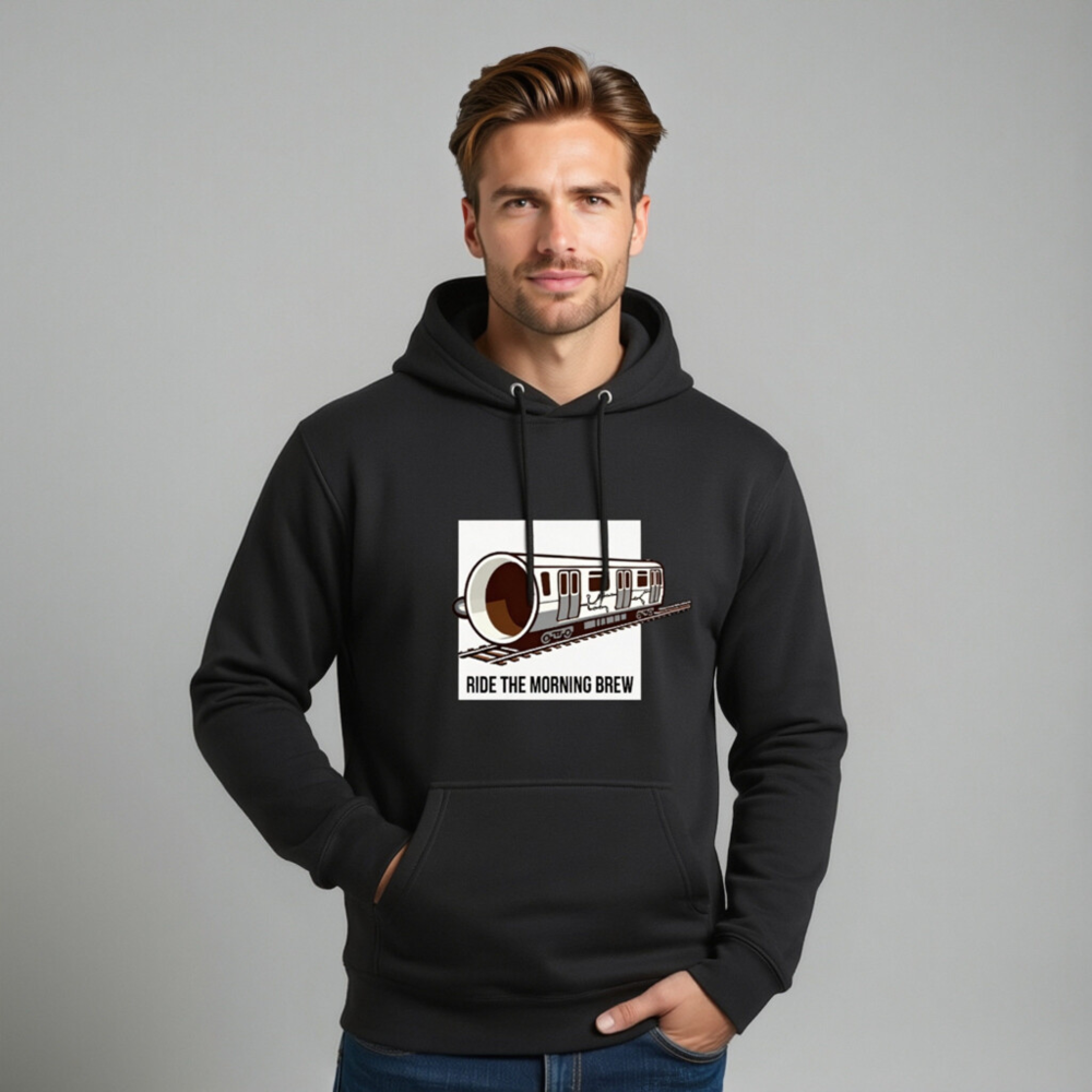 Ride the Morning Brew | Coffee Train Hoodie - Unisex Premium Pullover - Image 11