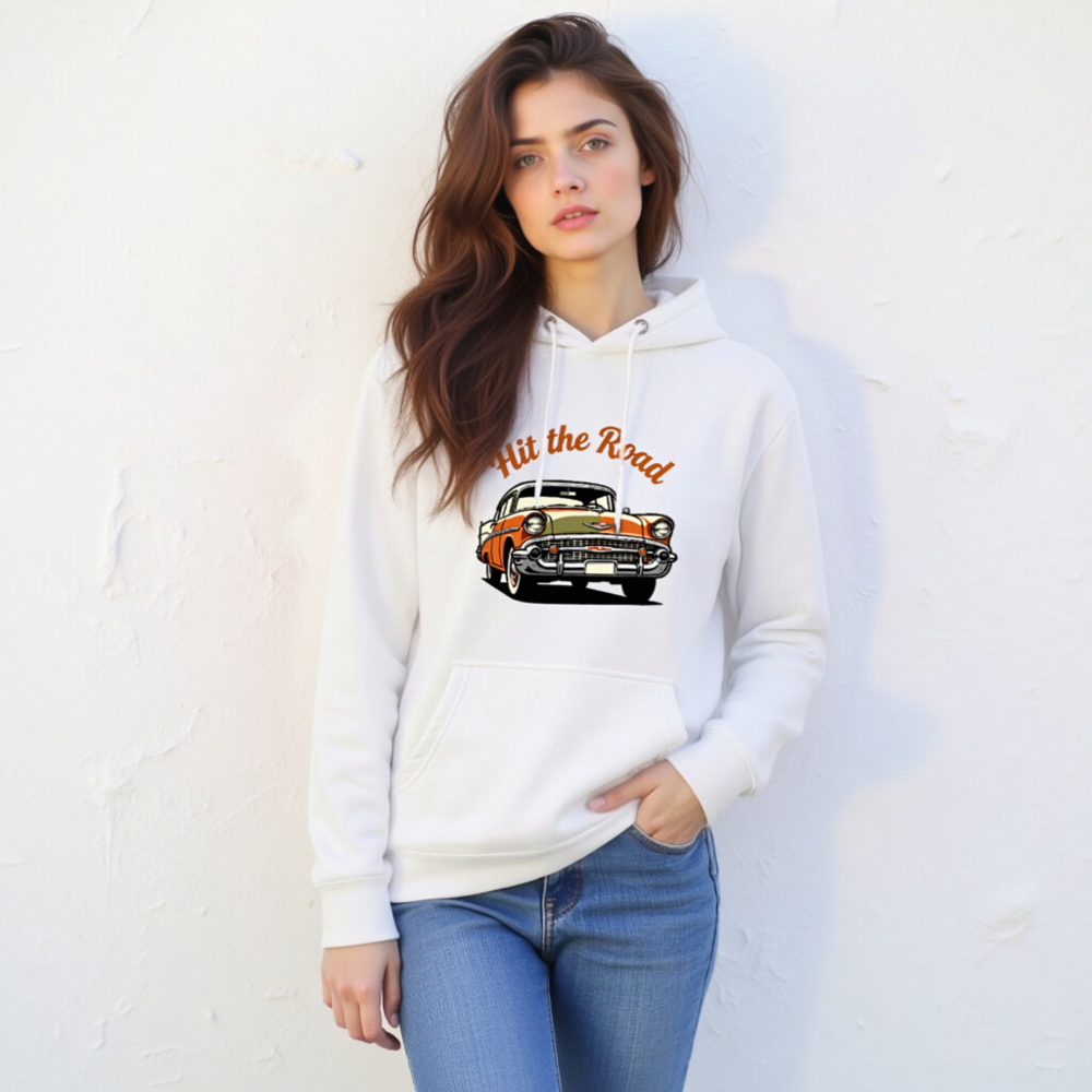Hit the Road Classic Car Pullover Hoodie - Unisex Premium Hoodie - Image 8