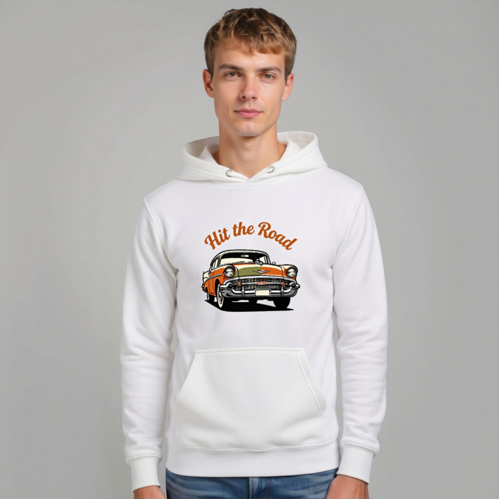 Hit the Road Classic Car Pullover Hoodie - Unisex Premium Hoodie - Image 10