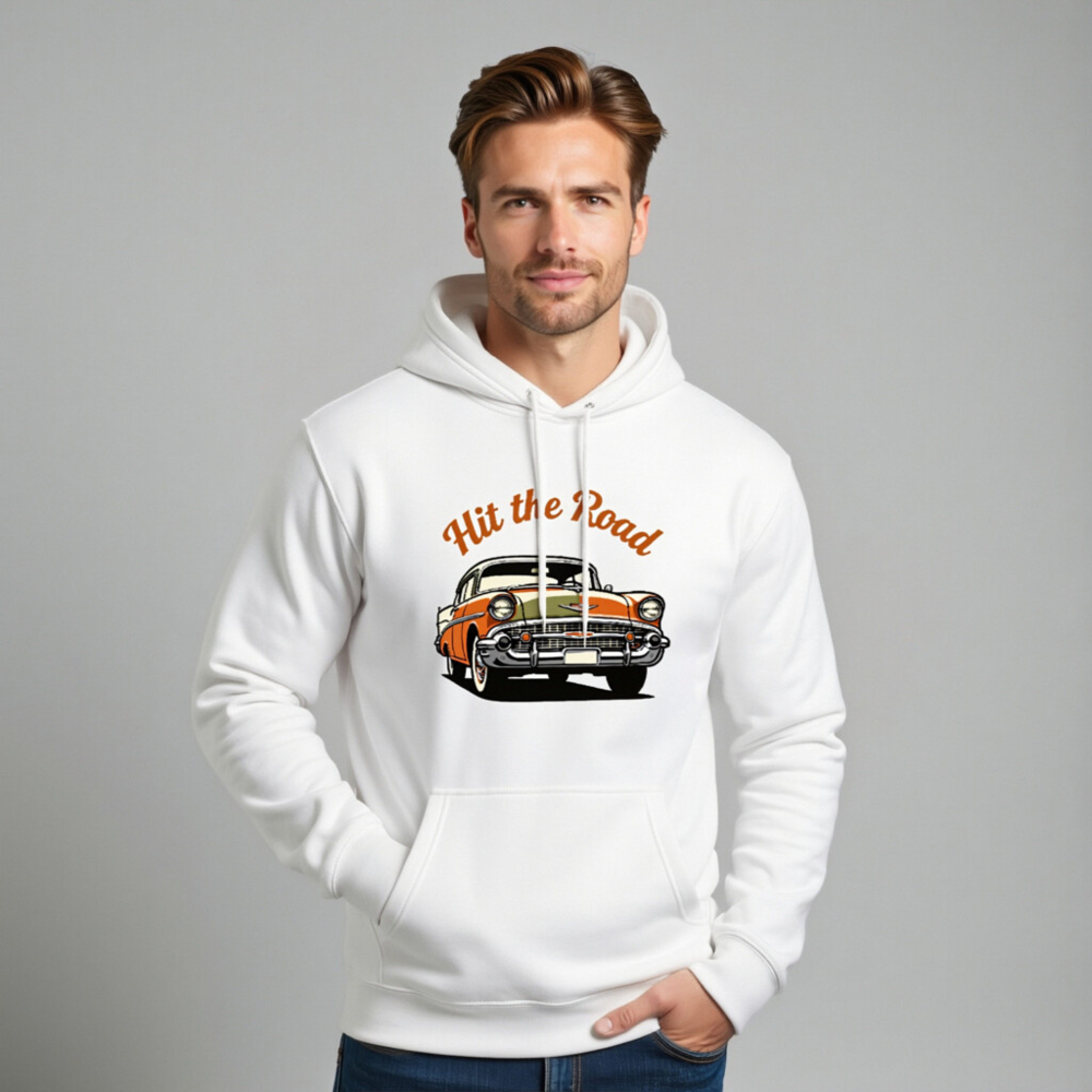 Hit the Road Classic Car Pullover Hoodie - Unisex Premium Hoodie - Image 11