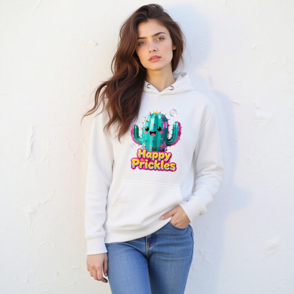Happy Prickles Cactus Hoodie - Unisex Premium Pullover Hoodie - Image 8