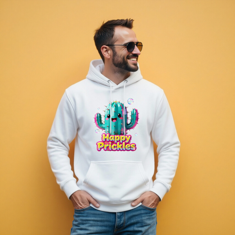 Happy Prickles Cactus Hoodie - Unisex Premium Pullover Hoodie - Image 9