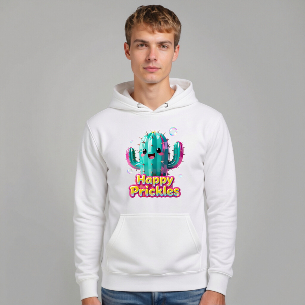 Happy Prickles Cactus Hoodie - Unisex Premium Pullover Hoodie - Image 10