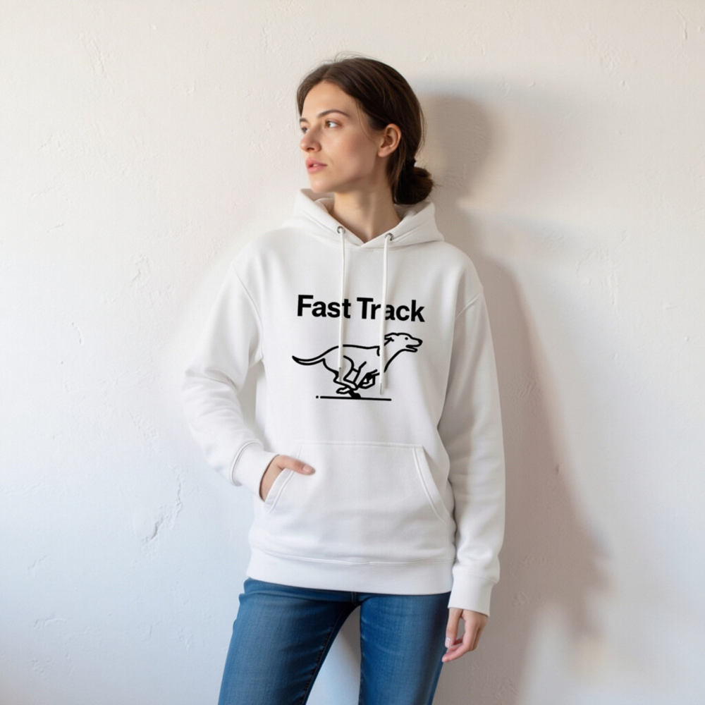 Fast Track Unisex Premium Pullover Hoodie - Soft Comfort, Bold Dog Design - Image 5