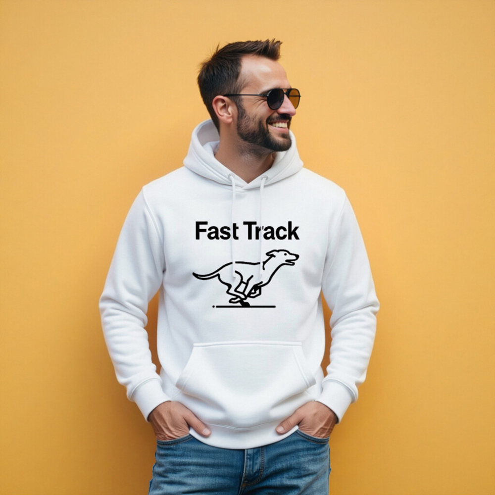 Fast Track Unisex Premium Pullover Hoodie - Soft Comfort, Bold Dog Design - Image 9