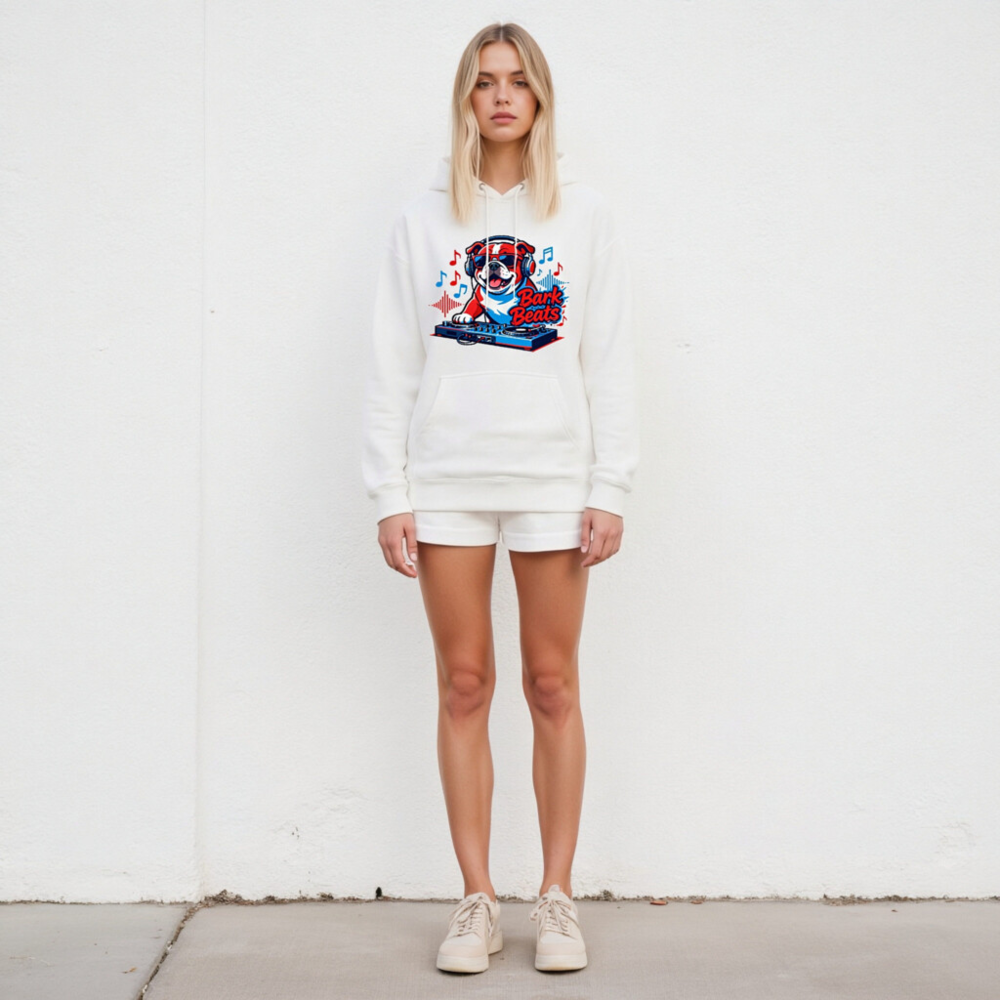 Bark Beats DJ Dog Unisex Hoodie - Premium Pullover, Music Lover Gift - Image 4