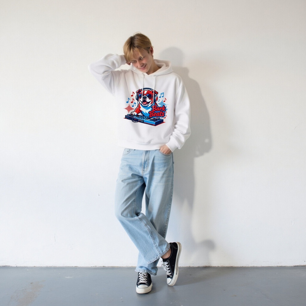 Bark Beats DJ Dog Unisex Hoodie - Premium Pullover, Music Lover Gift - Image 6