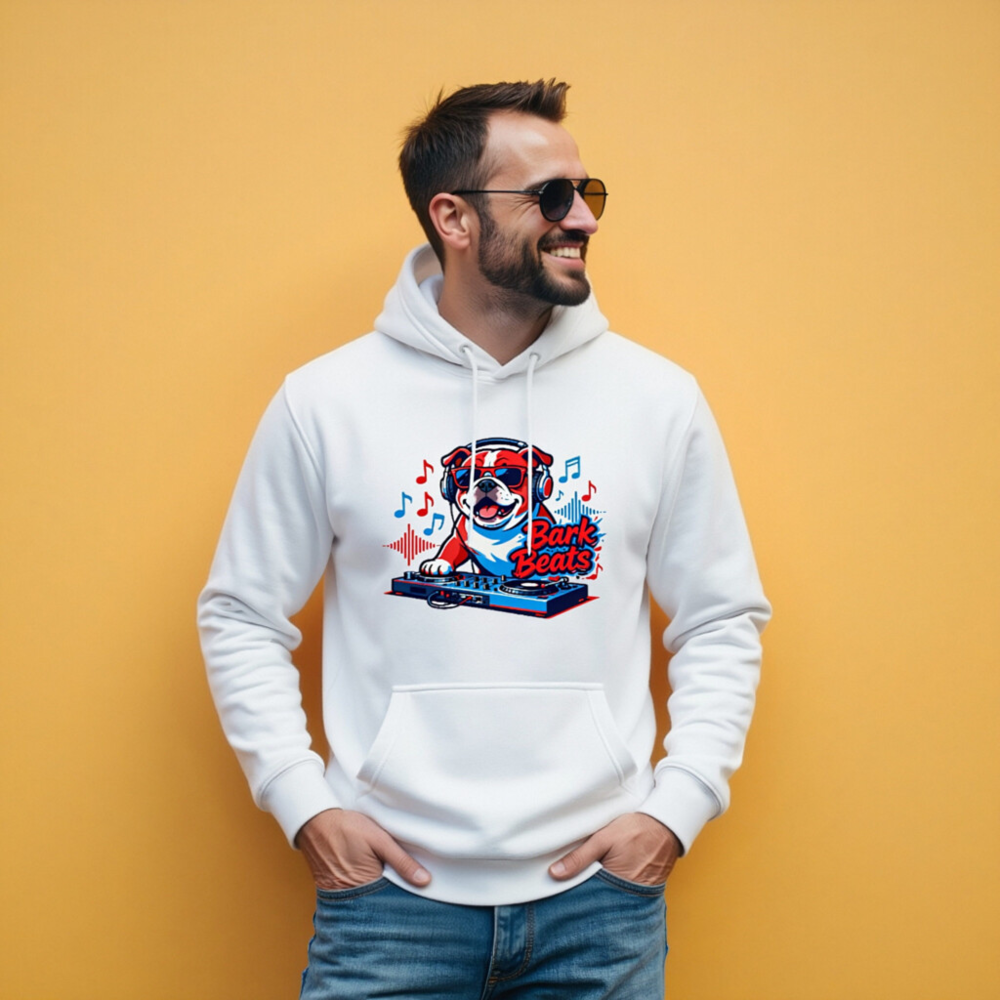 Bark Beats DJ Dog Unisex Hoodie - Premium Pullover, Music Lover Gift - Image 9