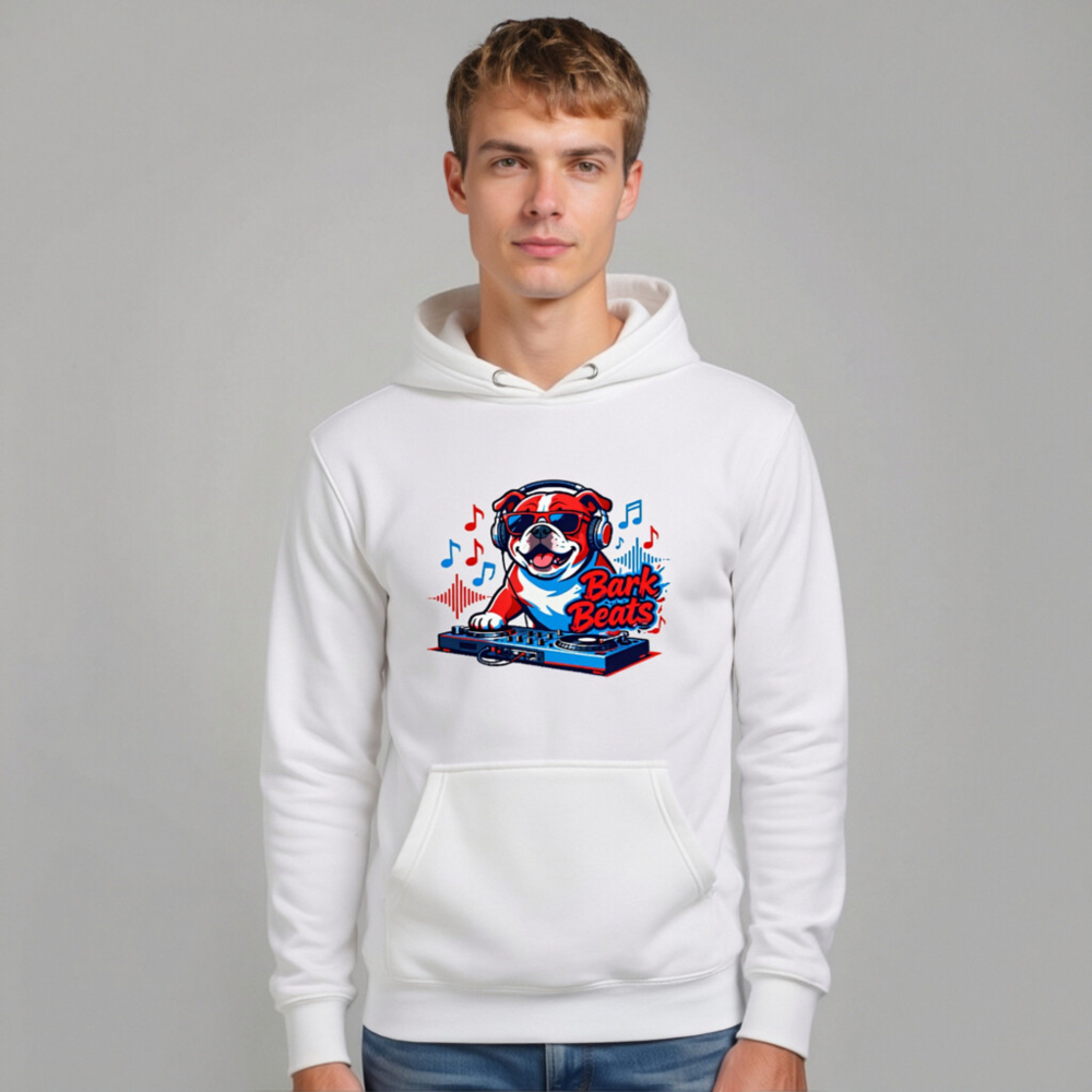 Bark Beats DJ Dog Unisex Hoodie - Premium Pullover, Music Lover Gift - Image 10