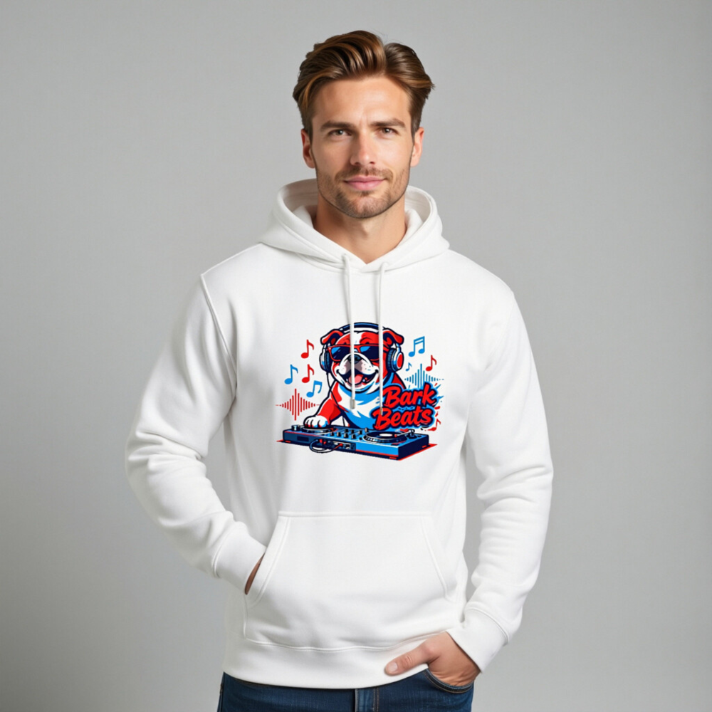 Bark Beats DJ Dog Unisex Hoodie - Premium Pullover, Music Lover Gift - Image 11