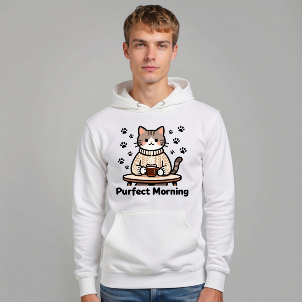 Purfect Morning Cat Hoodie | Unisex Premium Pullover Sweatshirt - Image 10
